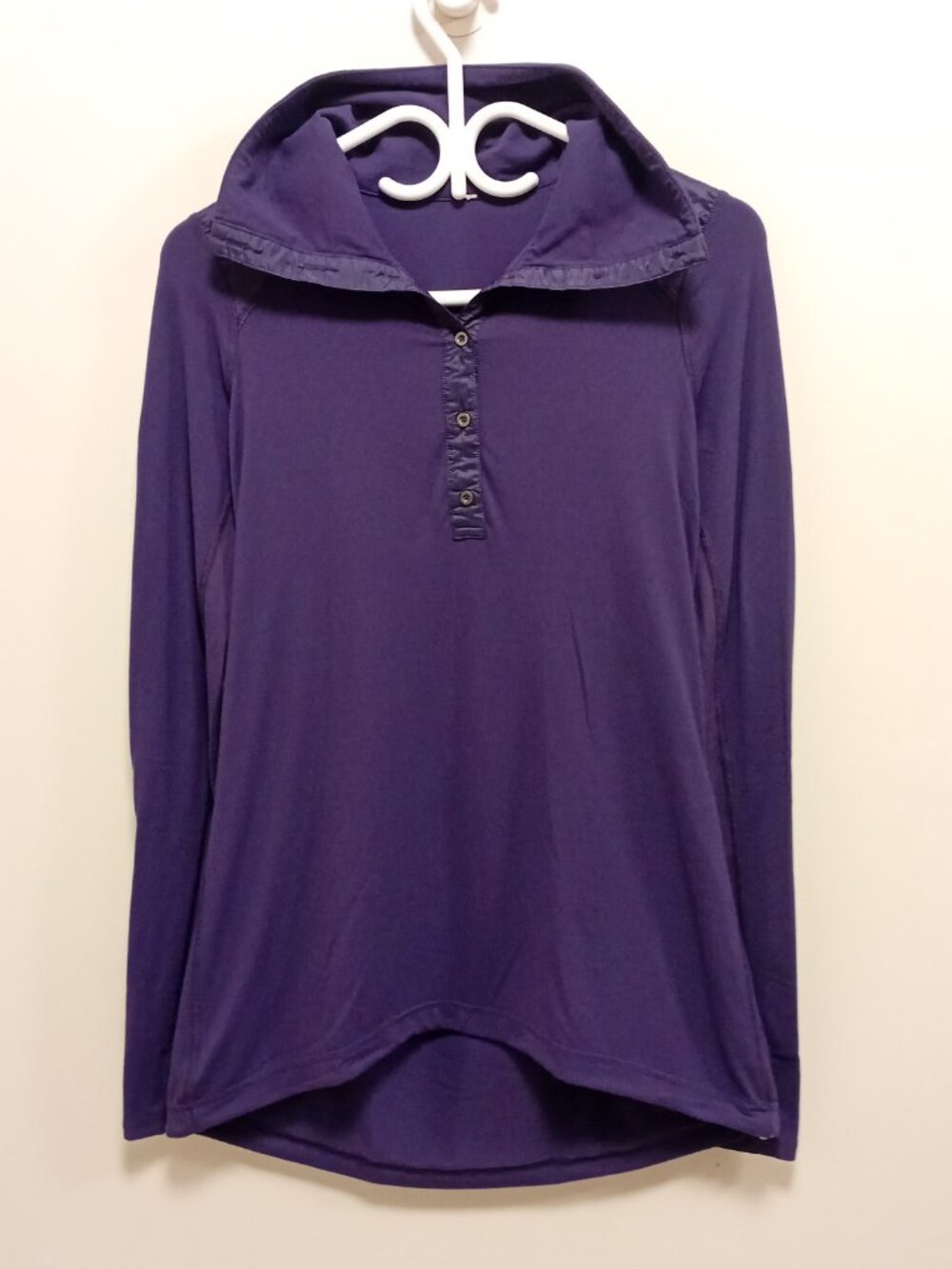 Lululemon Pedal Power Long Sleeve 6 Small Dense Purple Thumbholes Ruched Rulu - Picture 2 of 13